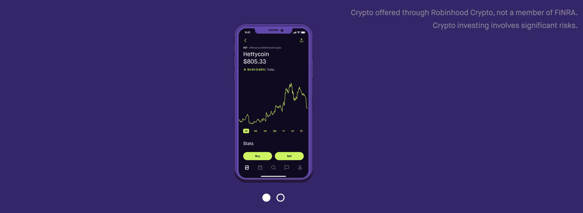 Archived robinhood.com crypto page featuring Hettycoin
